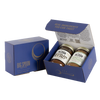 Blue gift box with two jars of Big Spoon Roasters nut butter next to a closed blue gift box