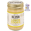 Jar of lemon cookie cashew butter with Harper's Home logo