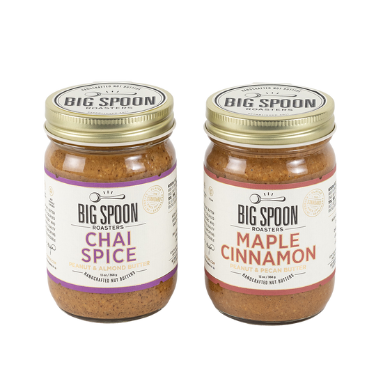 Two jars of Big Spoon Roasters nut butter