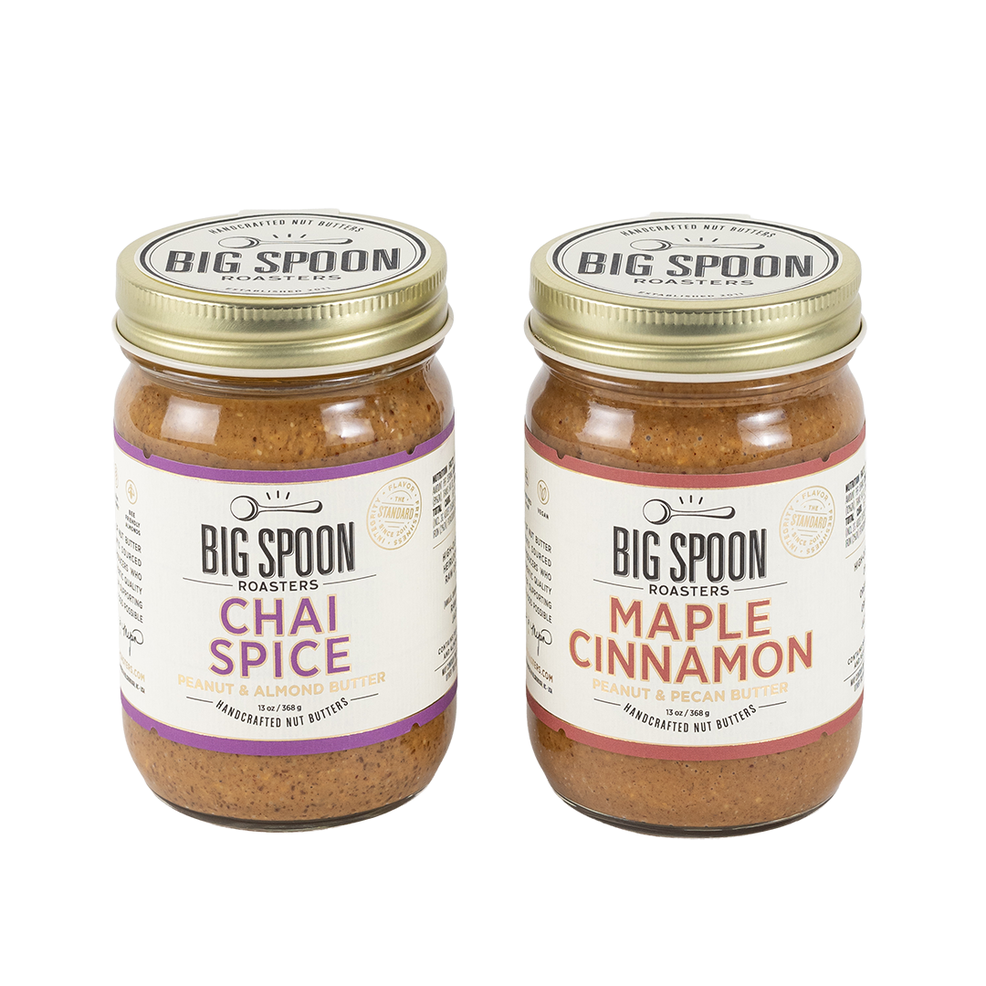Two jars of Big Spoon Roasters nut butter