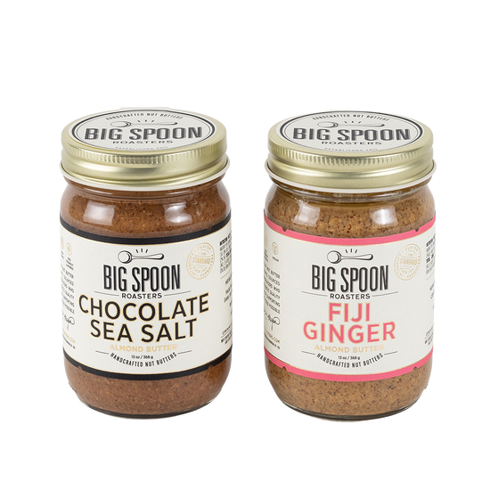 Two jars of Big Spoon Roasters nut butter