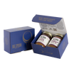 Blue gift box with two jars of Big Spoon Roasters nut butter next to a closed blue gift box