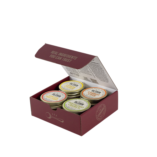 Box of four jars of Big Spoon Roasters nut butters