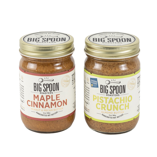 Two jars of Big Spoon Roasters nut butter
