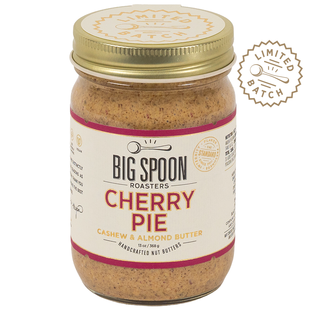 Jar of cherry pie nut butter