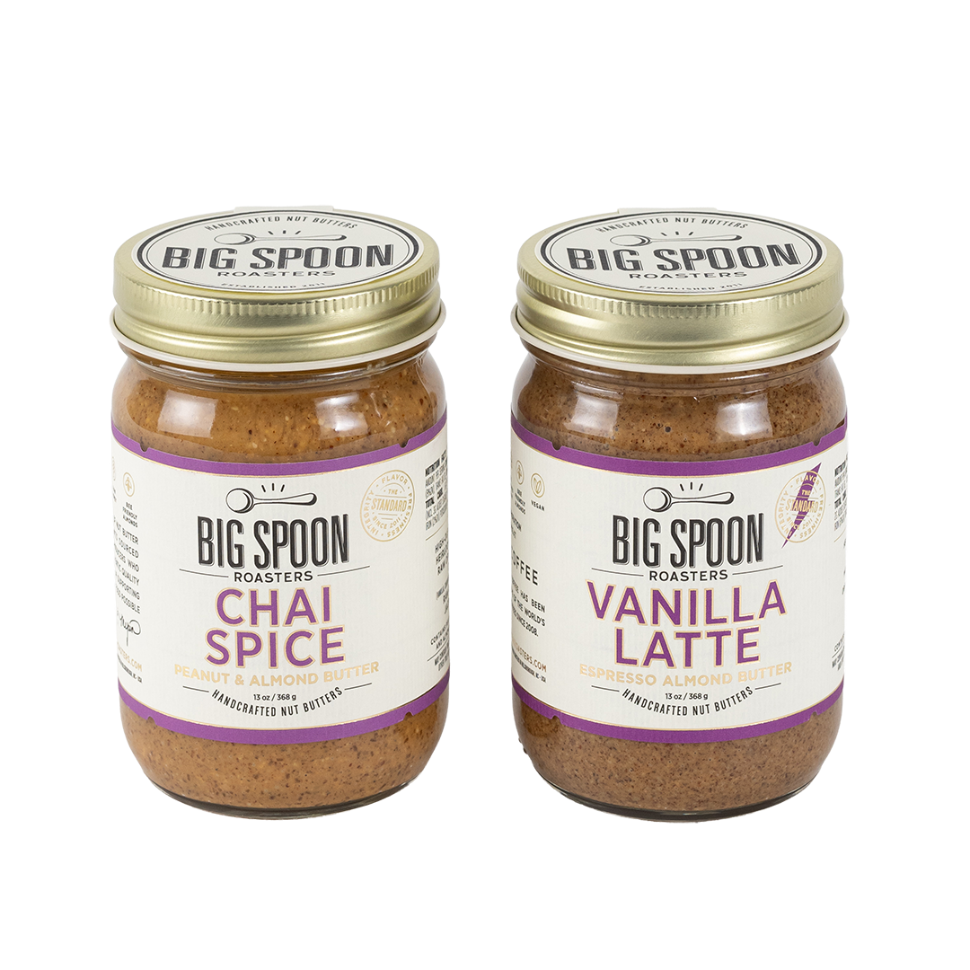 Two jars of Big Spoon Roasters nut butter
