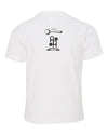 White t-shirt with black logo of Big Spoon Roasters and Harper's Home 