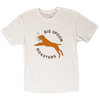 Unisex Big Spoon Roasters shirt with dog leaping with spoon in mouth