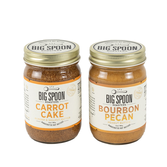 Two jars of Big Spoon Roasters nut butter