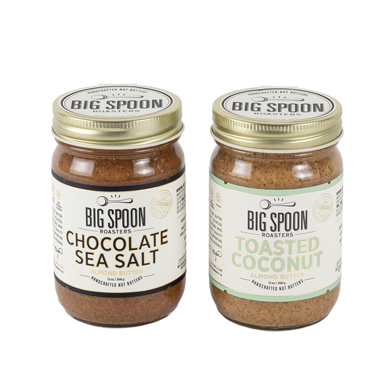 Two jars of Big Spoon Roasters nut butter